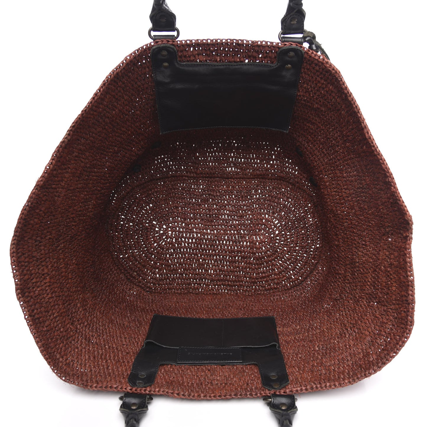 Raffia Woven Large Tote Brown Black