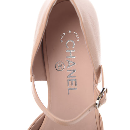Chanel Crumpled Calfskin Patent Cap Toe Flats 37.5 Pink Black 7 of 9