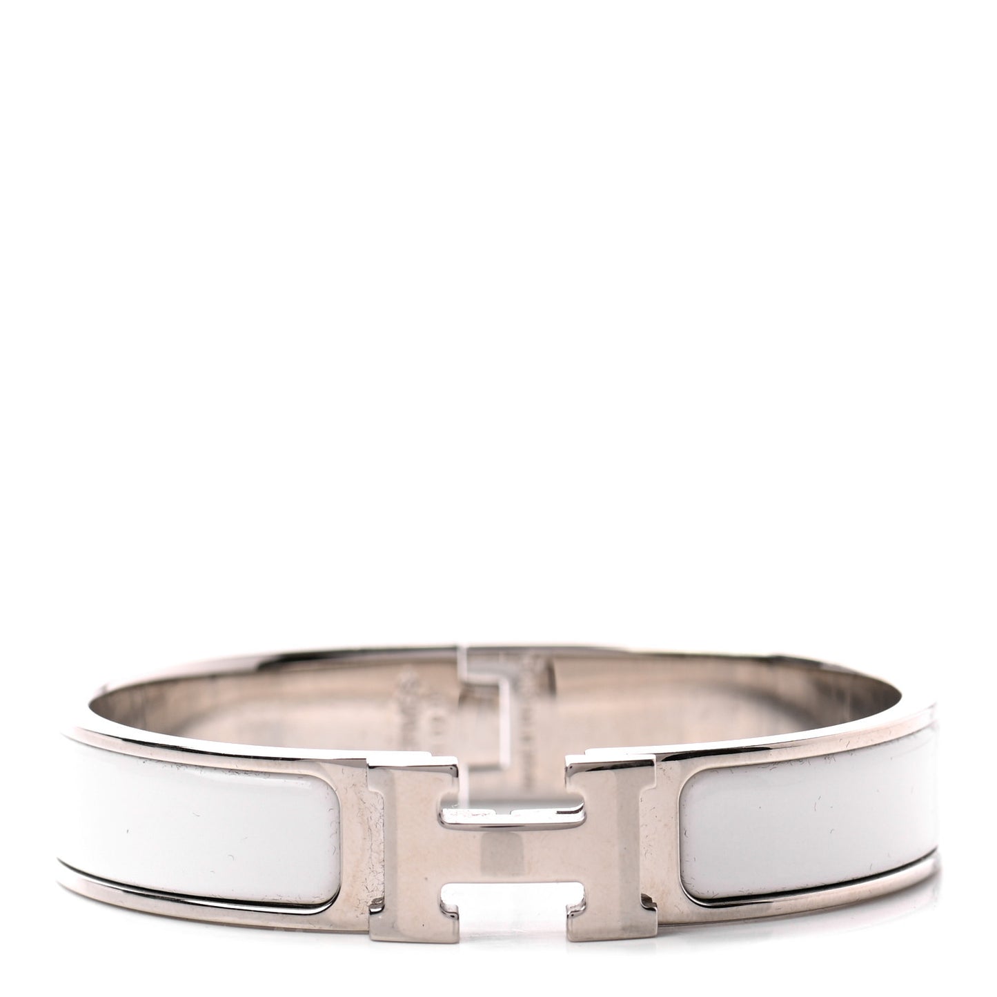 Enamel Narrow Clic Clac H Bracelet PM White
