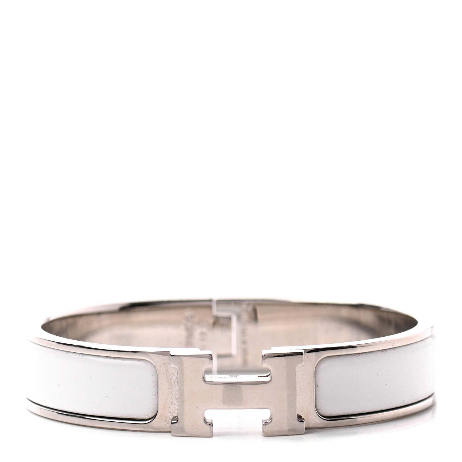 Hermes Enamel Narrow Clic Clac H Bracelet PM White 1 of 4