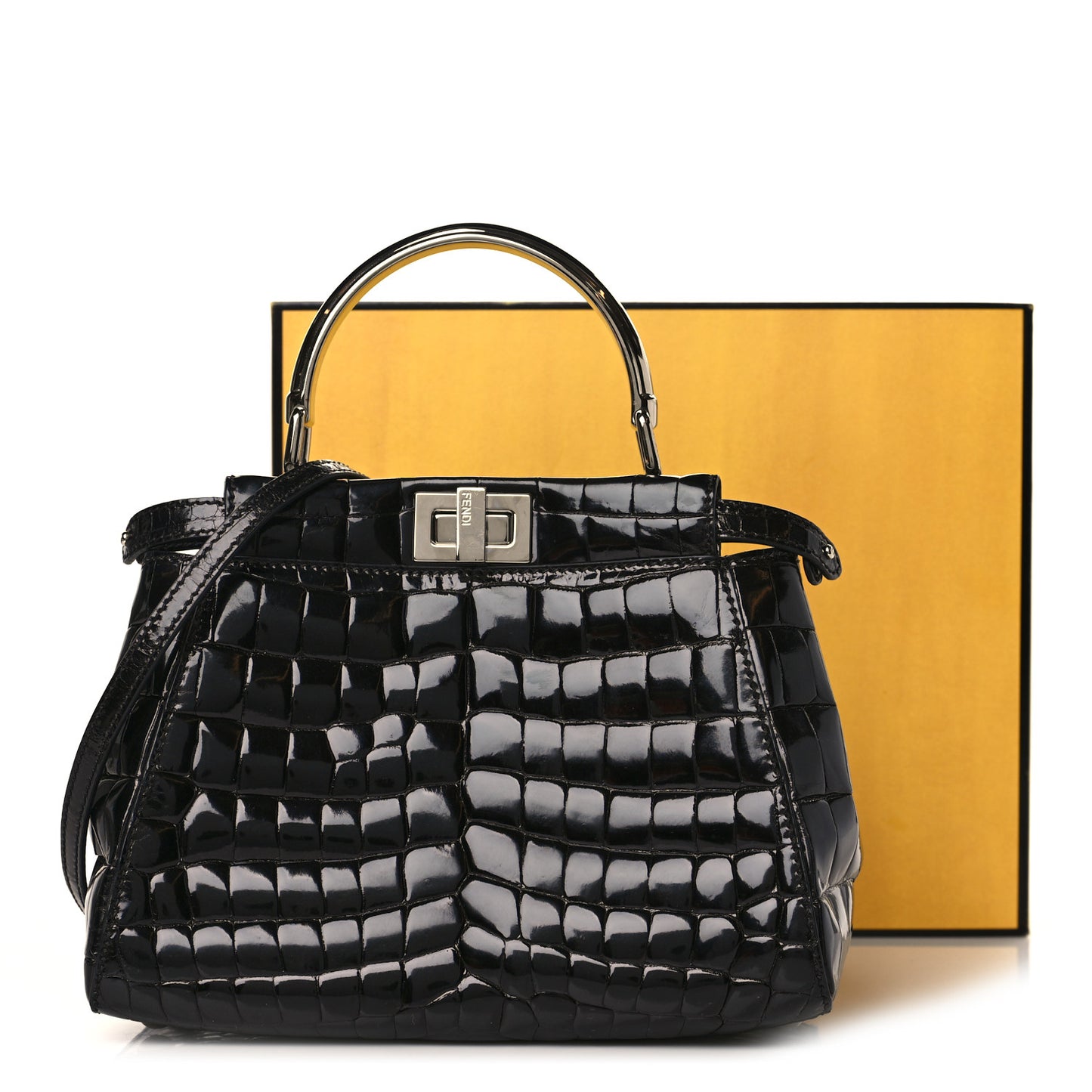Crocodile Mini Peekaboo Iconic Satchel Black