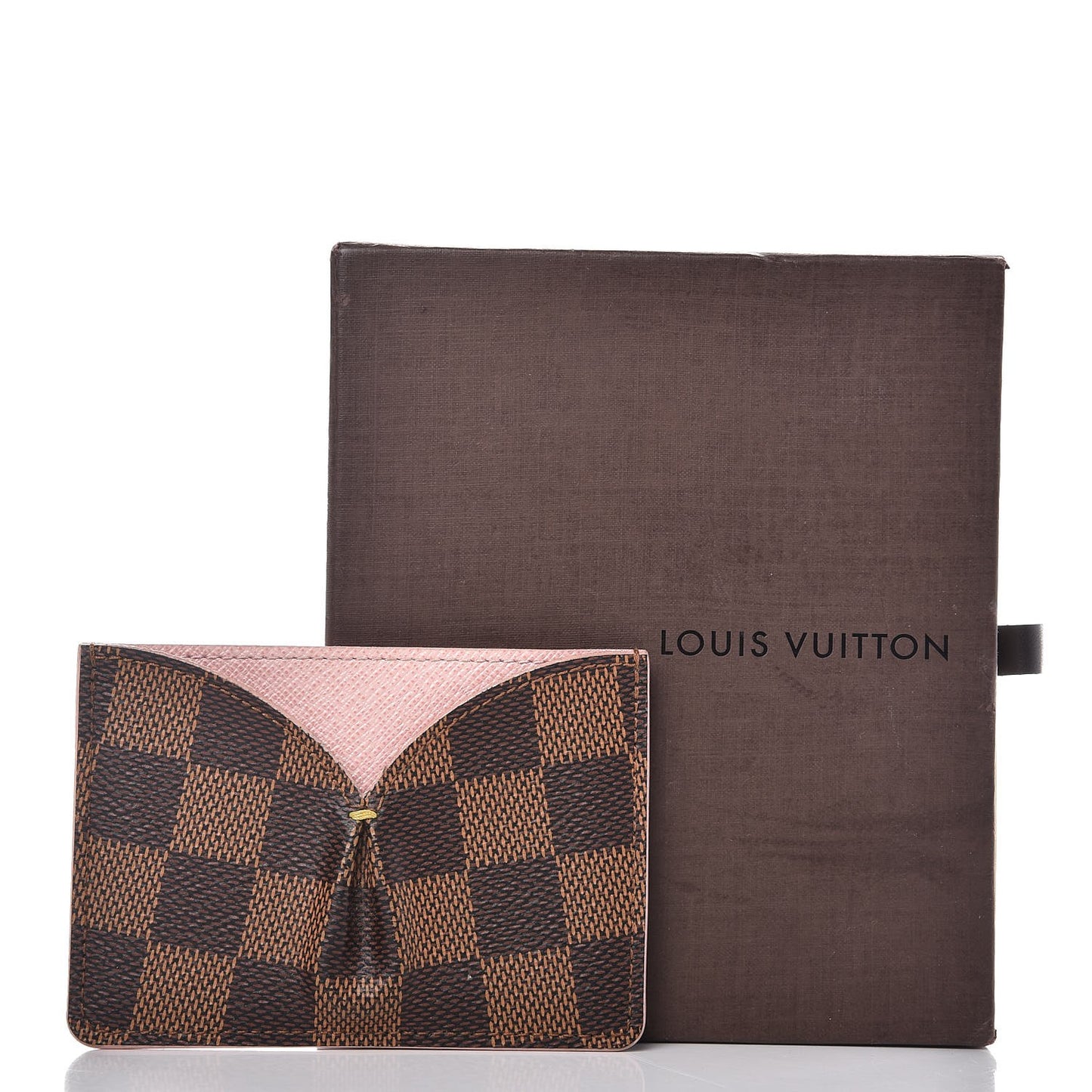 Damier Ebene Caissa Card Holder Rose Ballerine