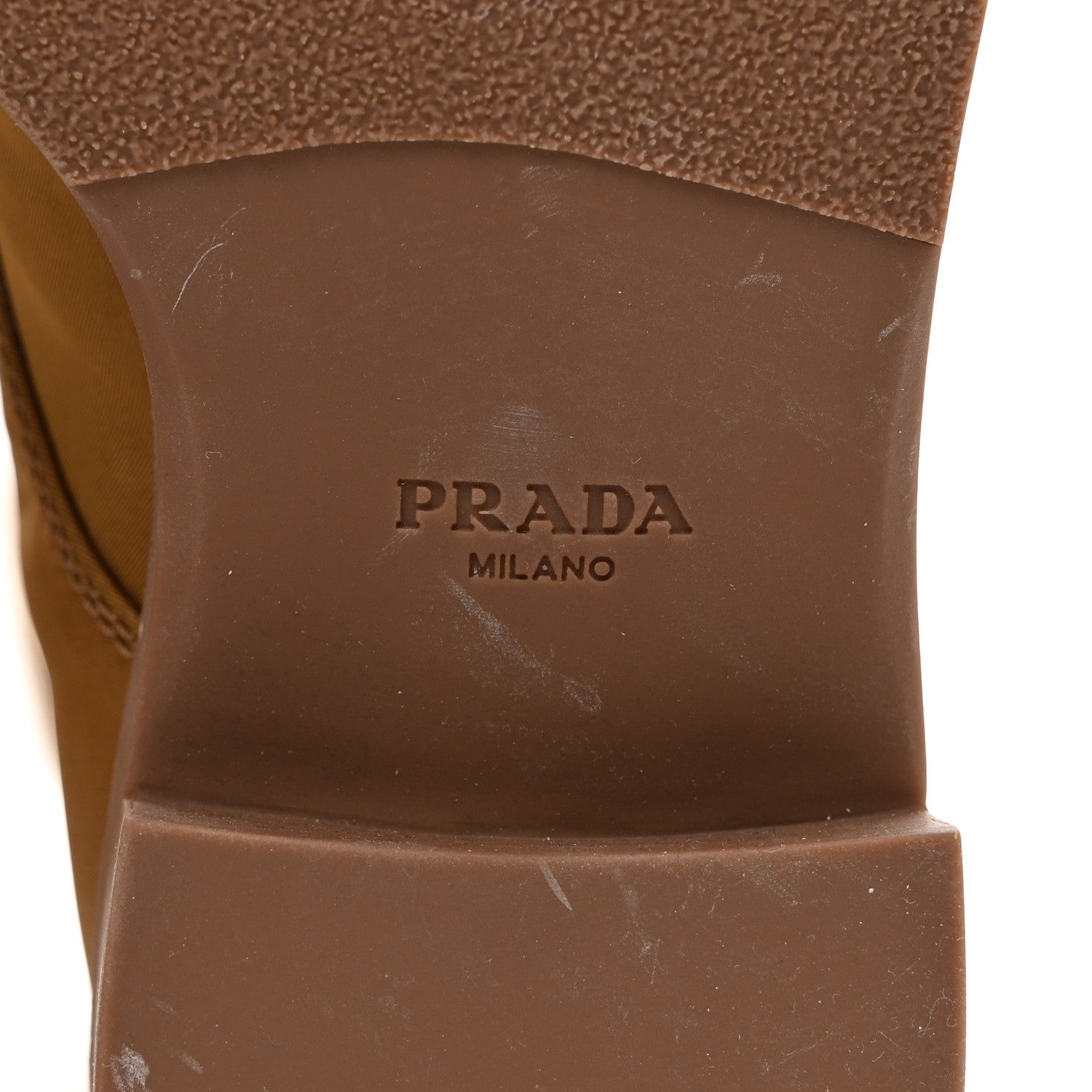 Prada Re-Nylon Spazzolato Rois Metal Triangle Logo Tall 50mm Combat Boots 35 Tobacco Brown 8 of 8