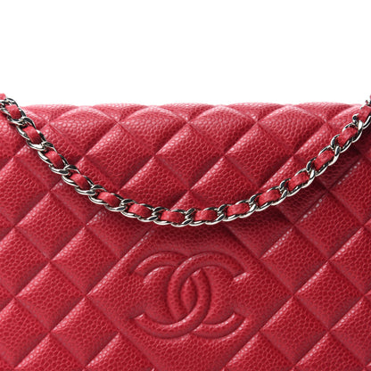 Chanel Caviar Quilted Diamond CC Wallet On Chain WOC Red 12 of 12