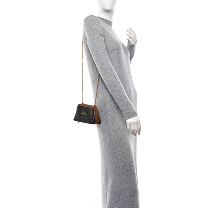 Celine Lambskin Triomphe Canvas Embroidered Logo Clutch With Chain Tan 2 of 10
