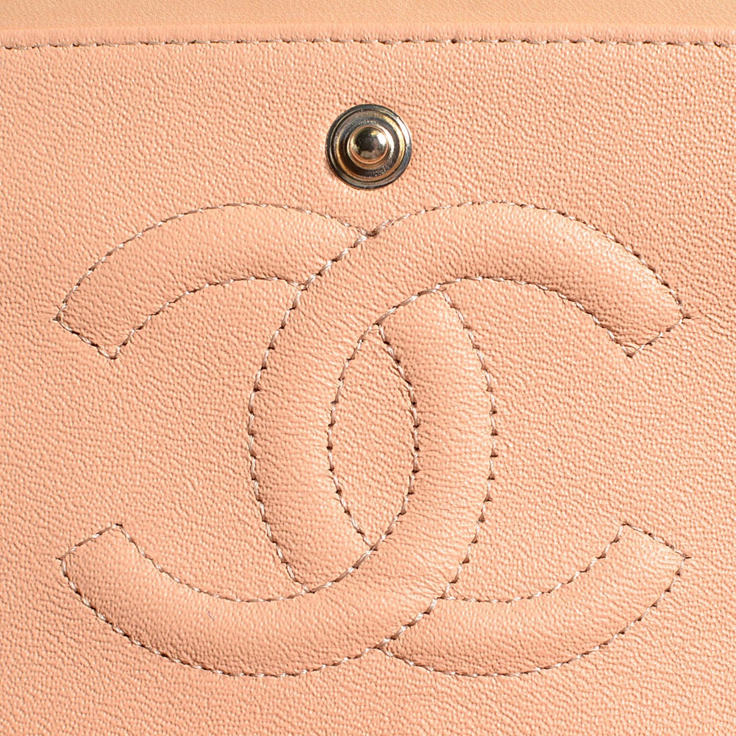 Lambskin Quilted Medium Double Flap Beige