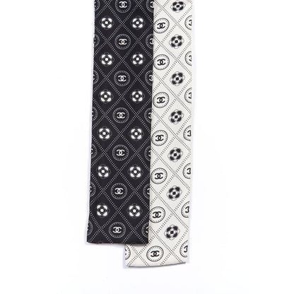 Chanel Silk CC Polka Dot Slim Bandeau Scarf Black Ecru 3 of 3