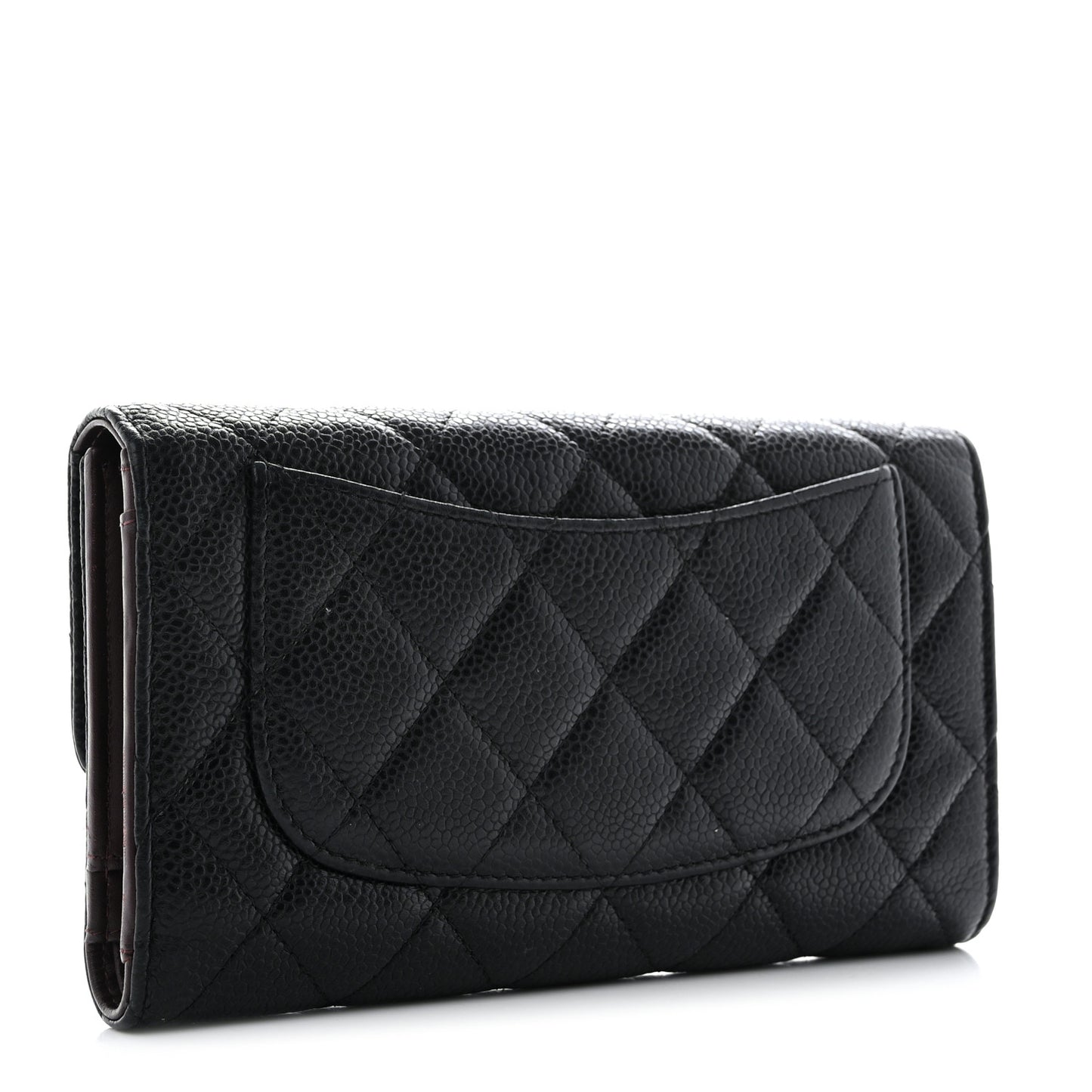 Caviar Quilted Large Flap Wallet Black