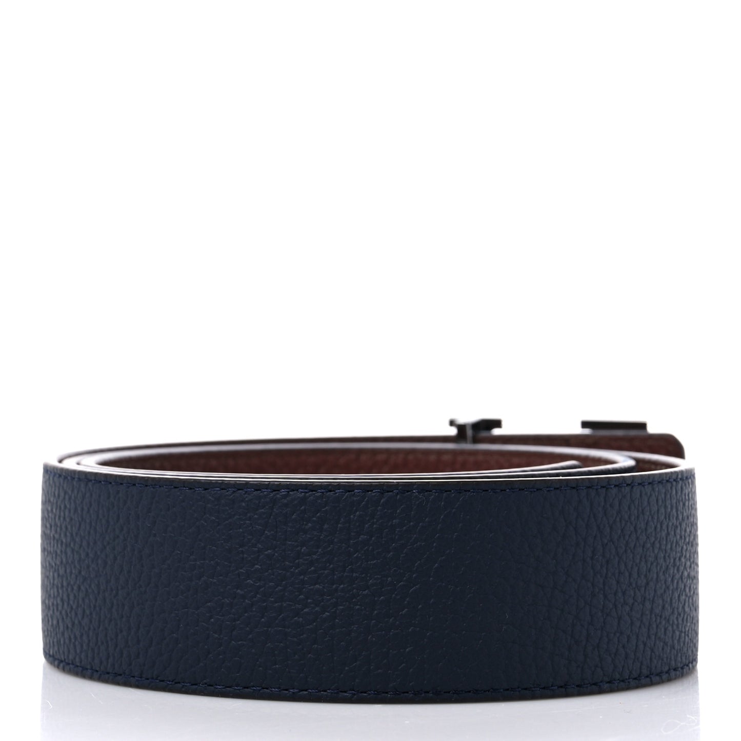 Taurillon Calfskin LV Tilt Reversible Belt 95 38 Navy Cognac