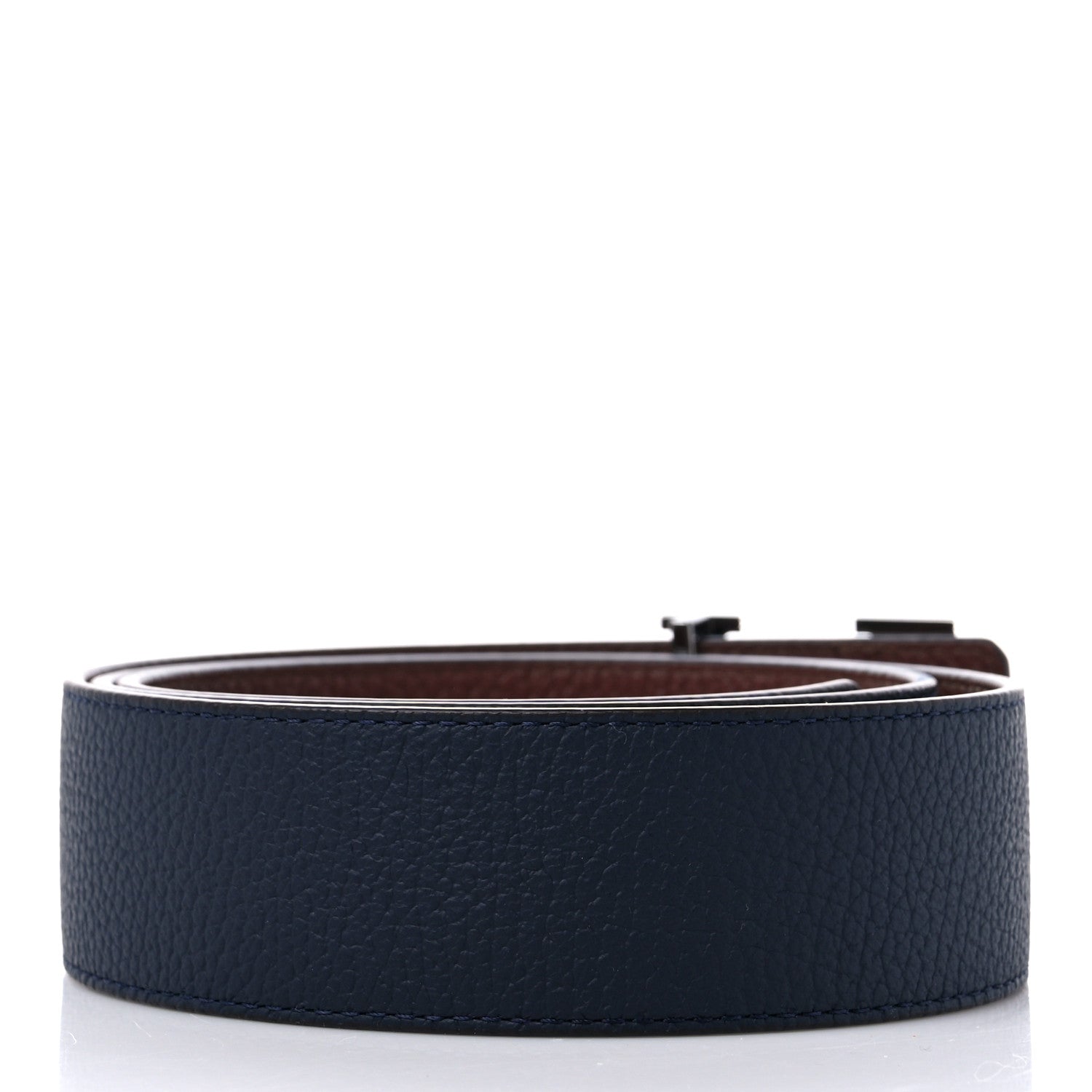 Louis Vuitton Taurillon Calfskin LV Tilt Reversible Belt 95 38 Navy Cognac 2 of 4
