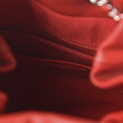 Chanel Lambskin Quilted Small CC Chain Drawstring Bucket Bag Red 7 of 9