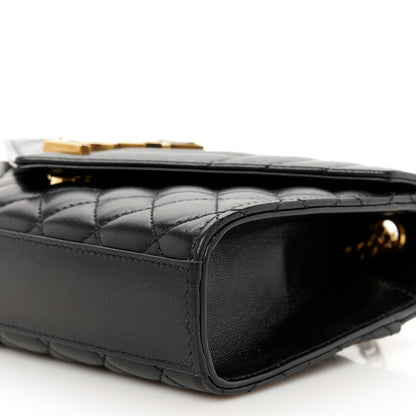 Saint Laurent Lambskin Mixed Matelasse Triquilt Small Monogram Satchel Black 11 of 11