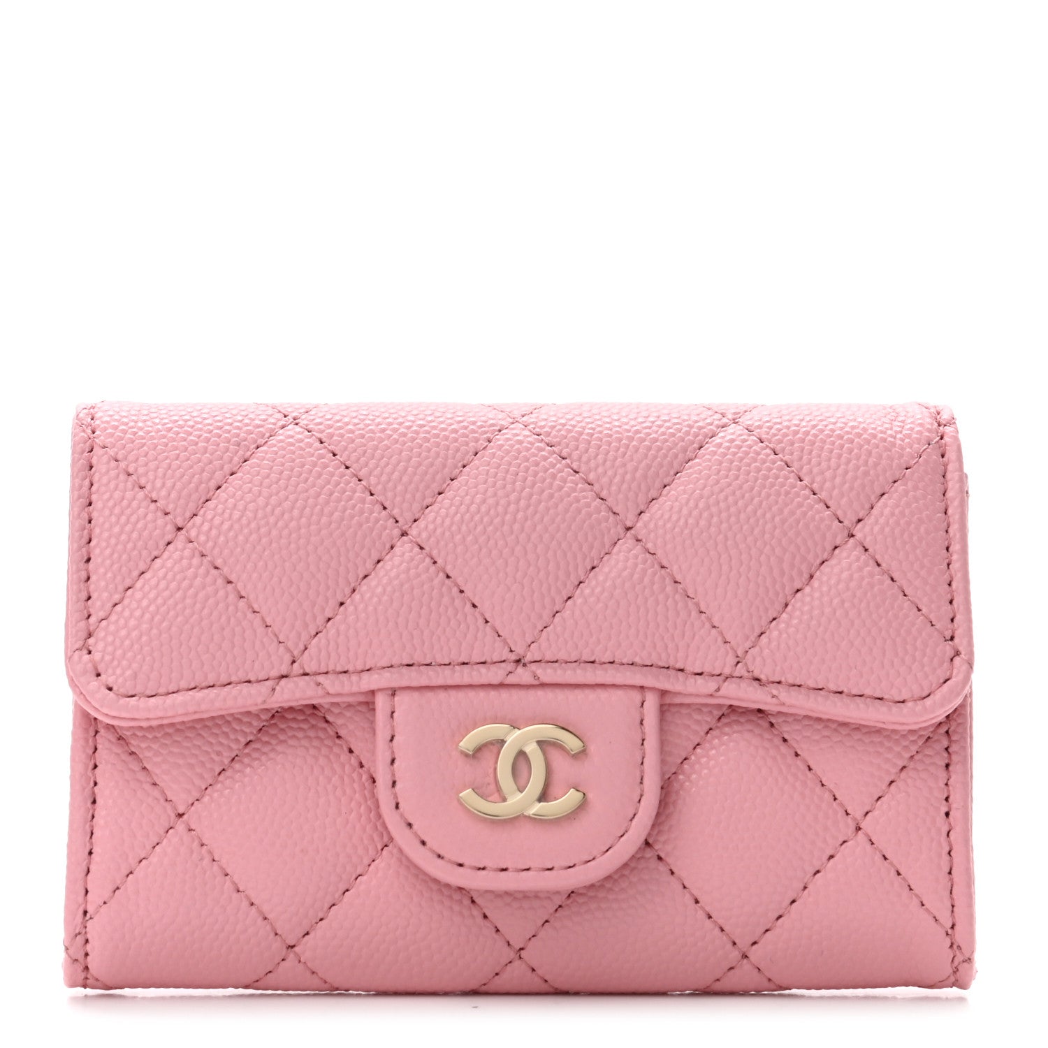 Chanel Caviar Quilted Flap Card Holder Wallet Light Pink 1 of 8