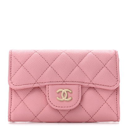 Chanel Caviar Quilted Flap Card Holder Wallet Light Pink 1 of 8