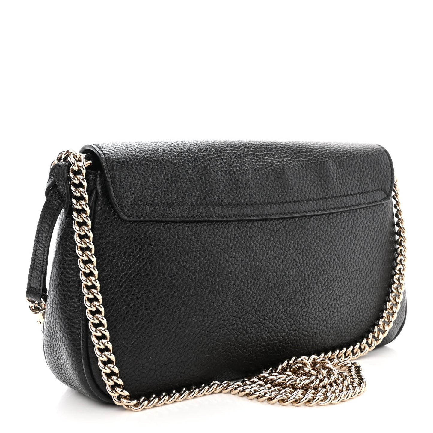 Pebbled Calfskin Medium Soho Flap Crossbody Black