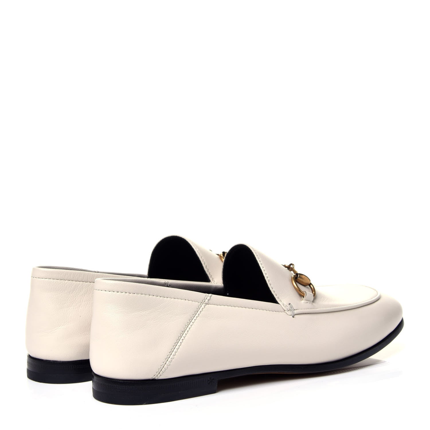 Gucci Lambskin Womens Brixton Horsebit Loafers 35 Mystic White 4 of 10