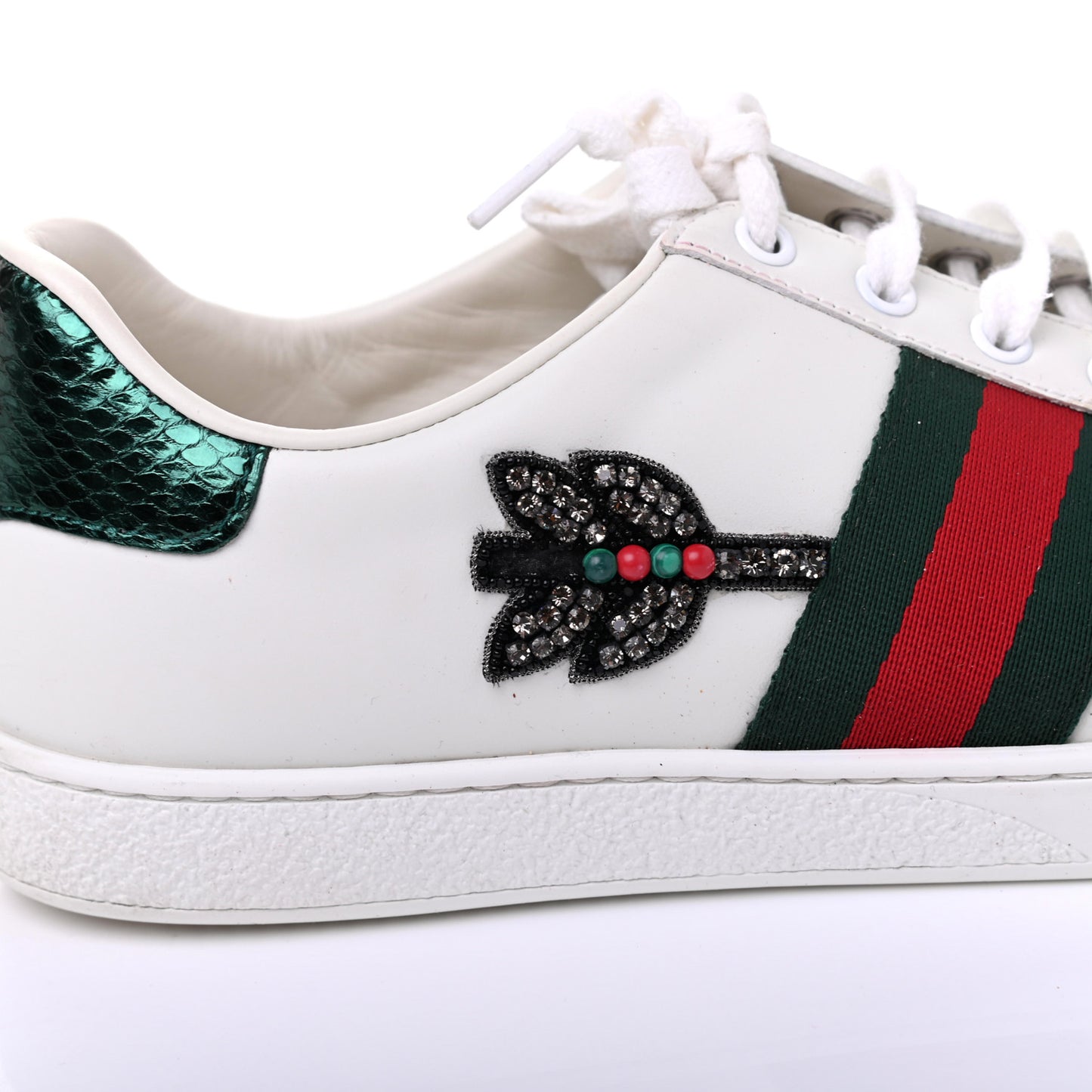 Calfskin Web Studded Womens Arrow Ace Sneakers 40 White