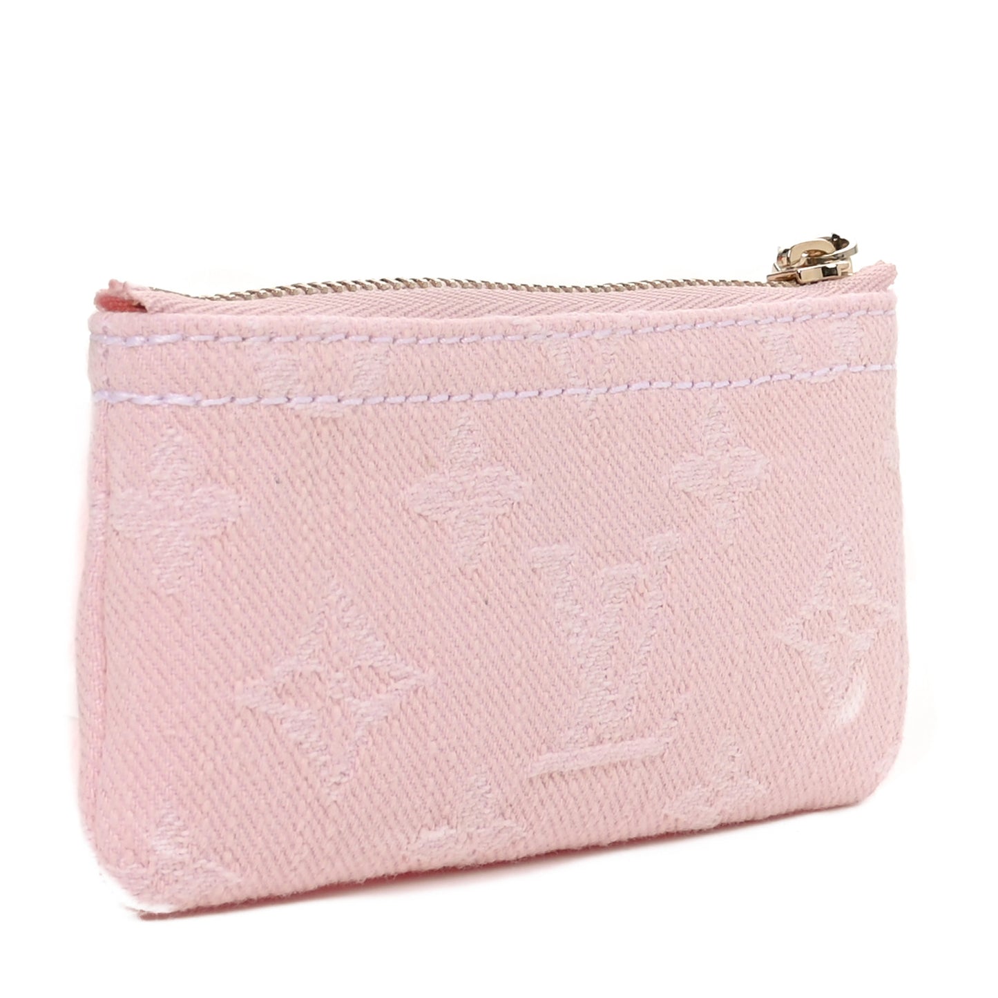 Monogram Denim Key Pouch Washed Pink