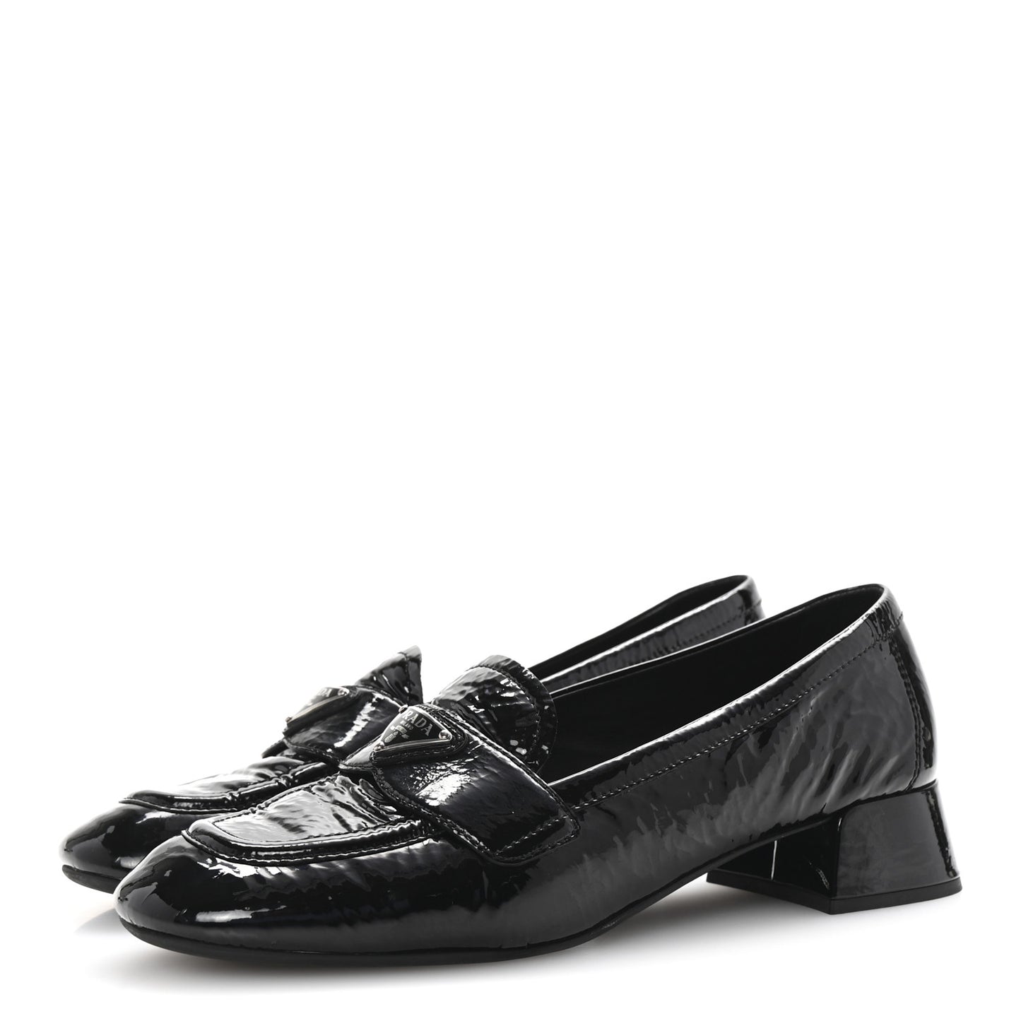 Naplak Metal Triangle Logo 30mm Loafer Pumps 38 Black