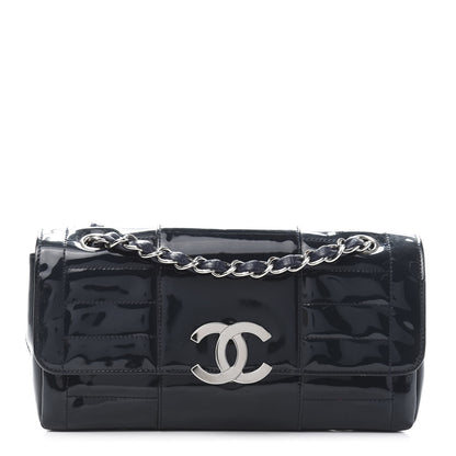 Chanel Patent Horizontal Quilted Medium Single Flap Dark Navy Blue 1 of 11