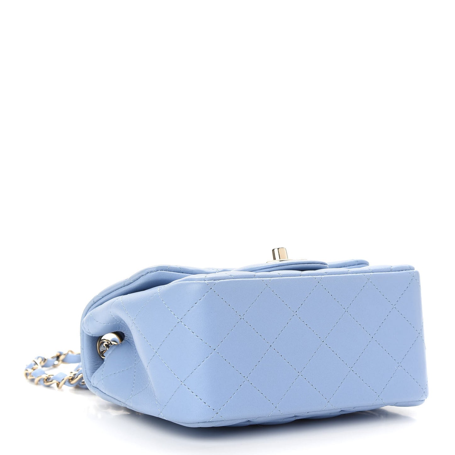 Lambskin Quilted Mini Square Flap Light Blue