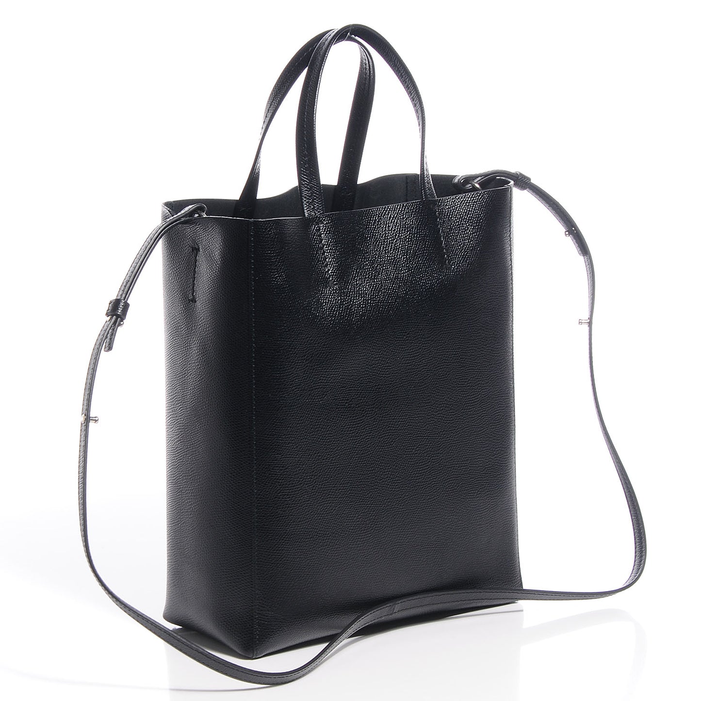Grained Calfskin Small Vertical Cabas Black