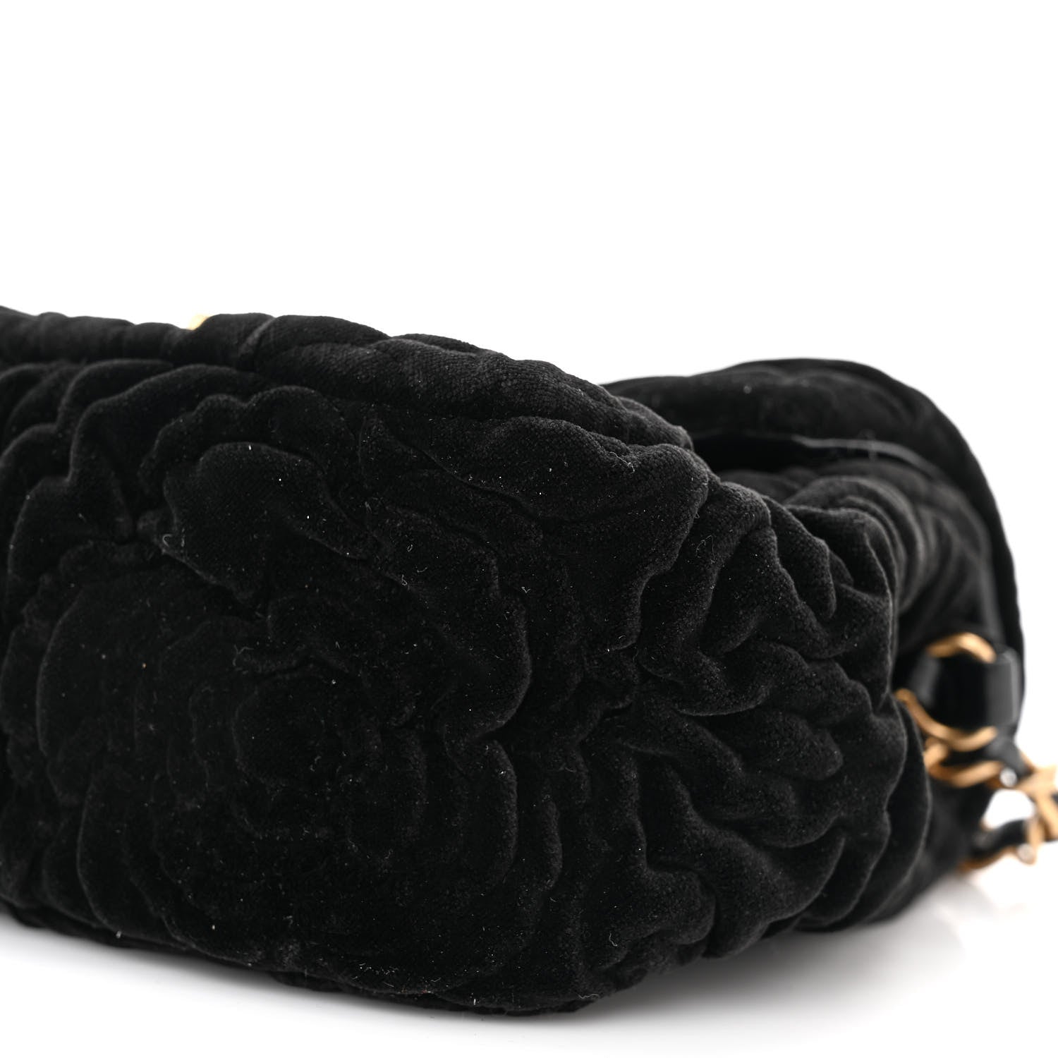 Chanel Velvet Camellia Embossed Mini Square Flap Black 10 of 10