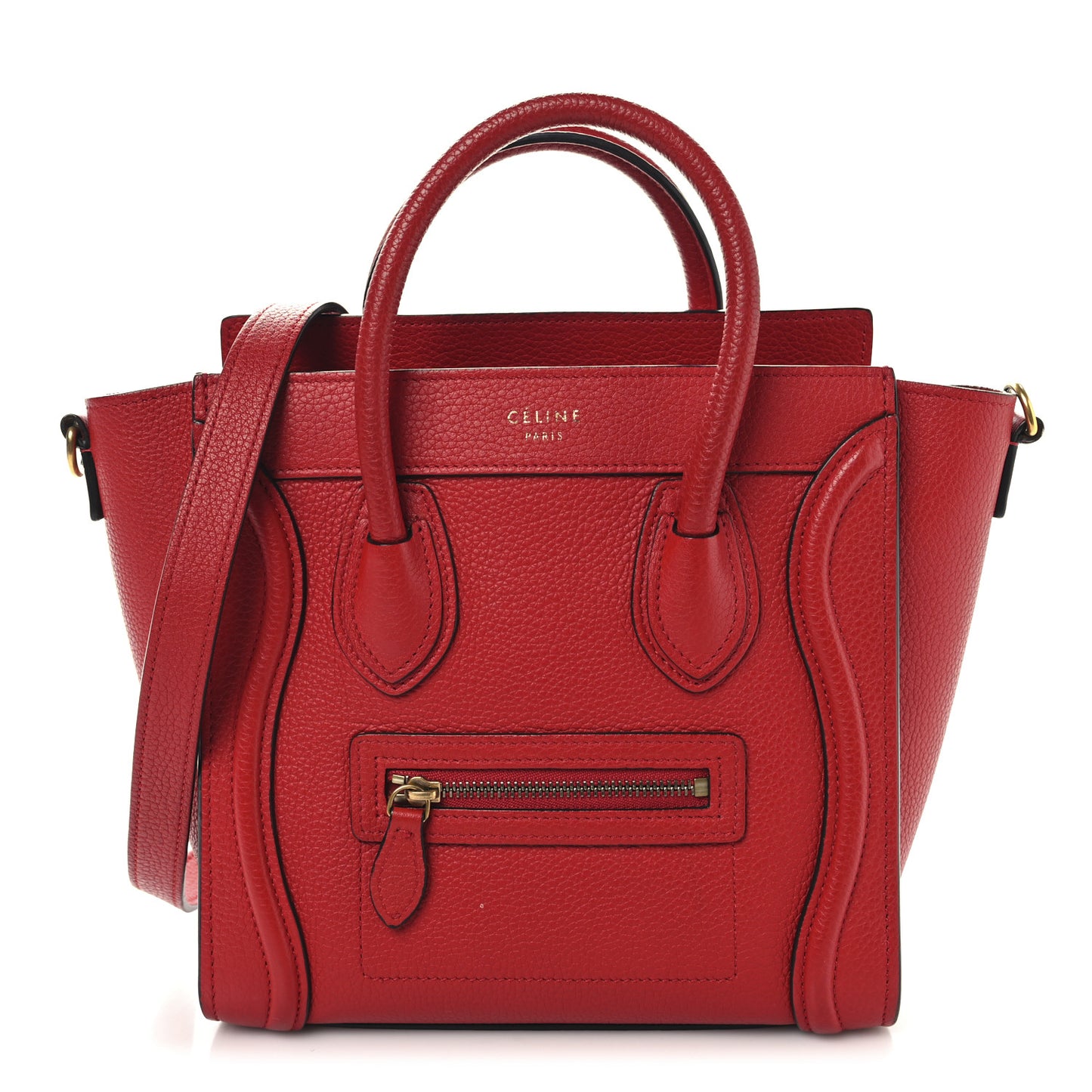 Drummed Calfskin Nano Luggage Red