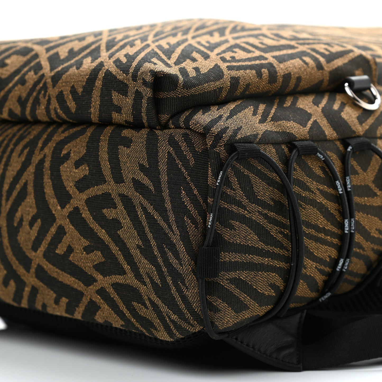 X SARAH COLEMAN Fabric Jacquard Vitello Grace Light Woven Lanyard FF Vertigo Pouch Pocket Backpack Tobacco Moro Black