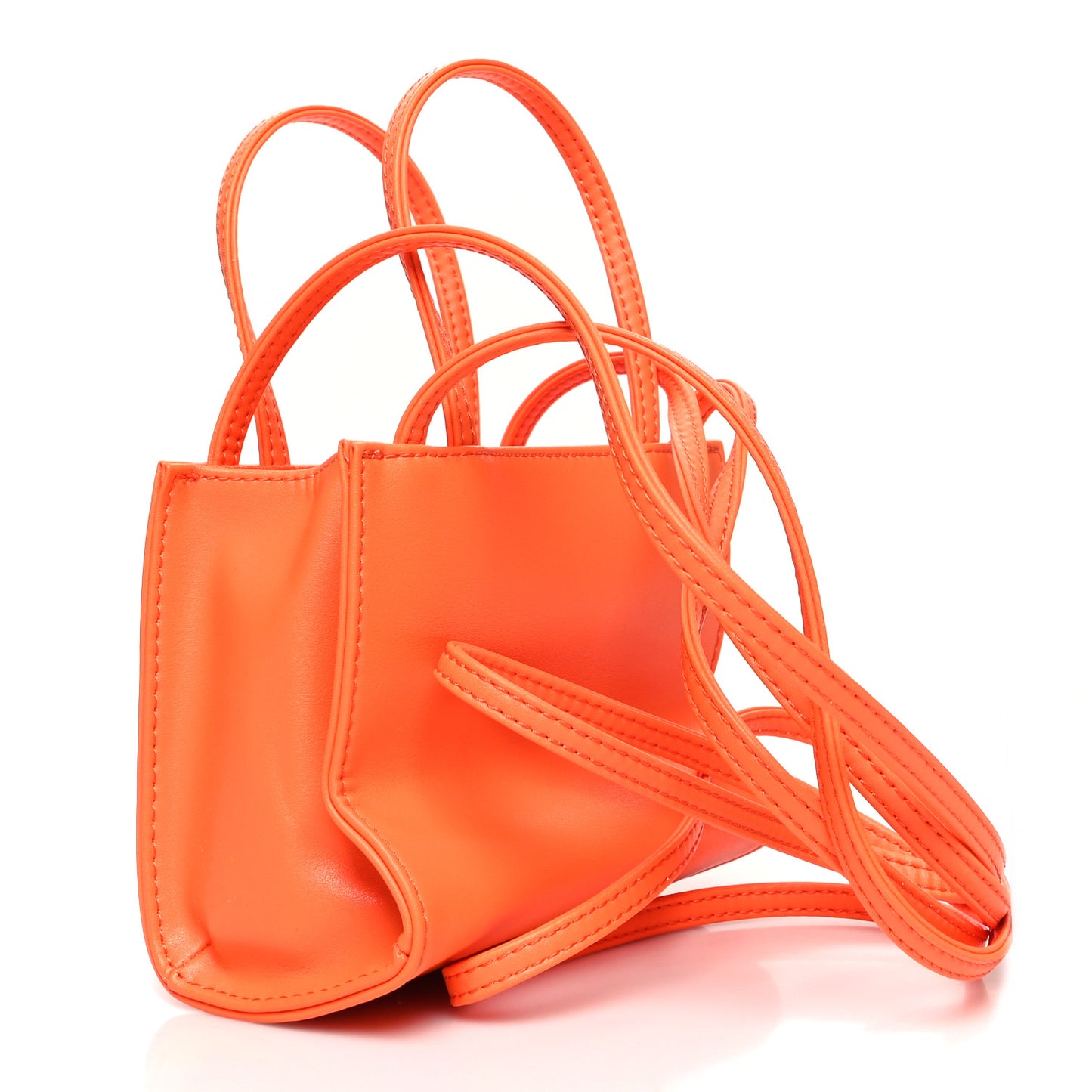 Vegan Leather Small Shopping Bag Orange