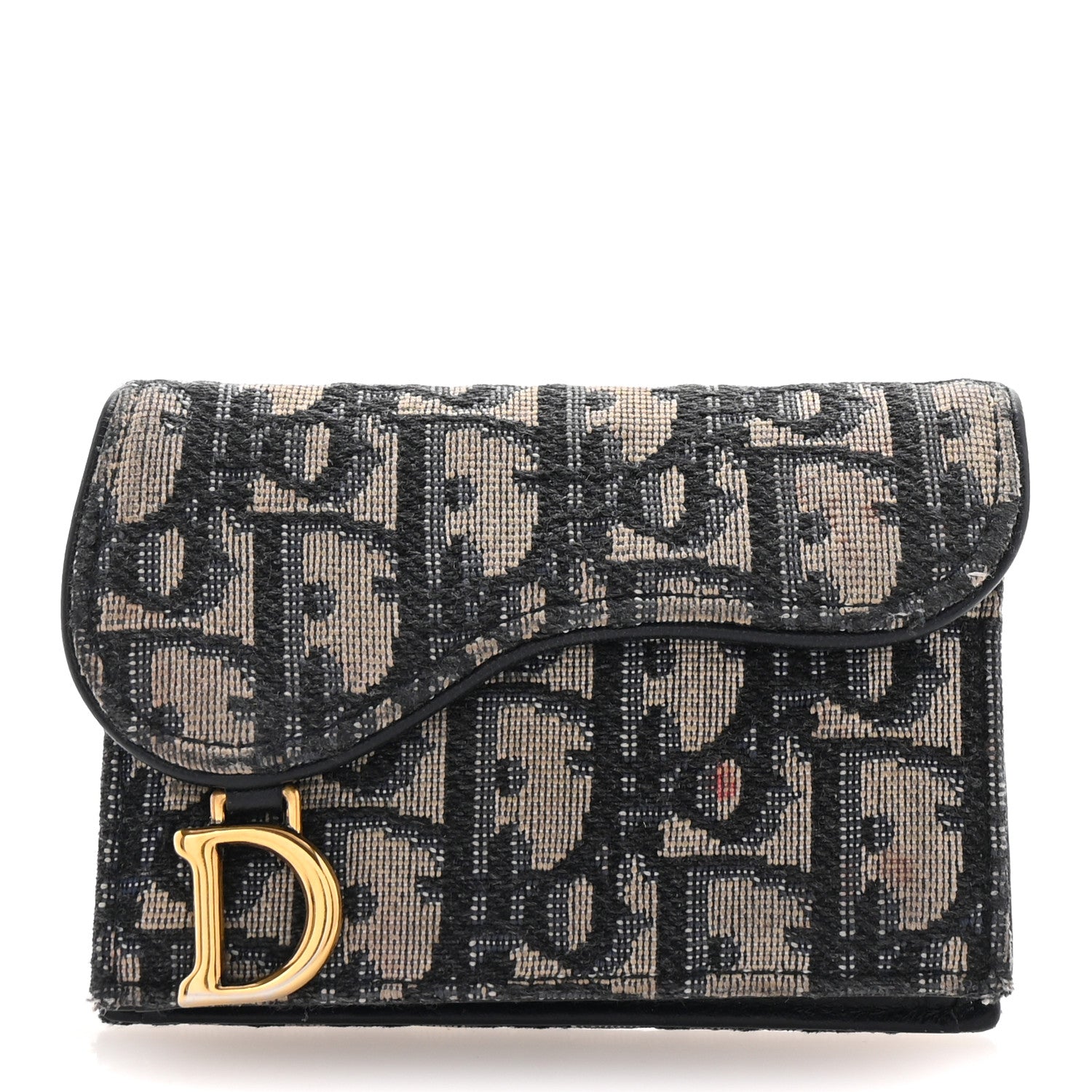 Christian Dior Oblique Saddle Card Holder Blue 1 of 7