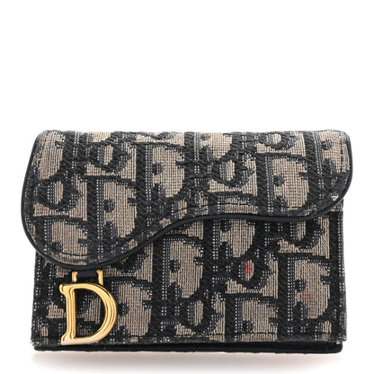 Christian Dior Oblique Saddle Card Holder Blue 1 of 7