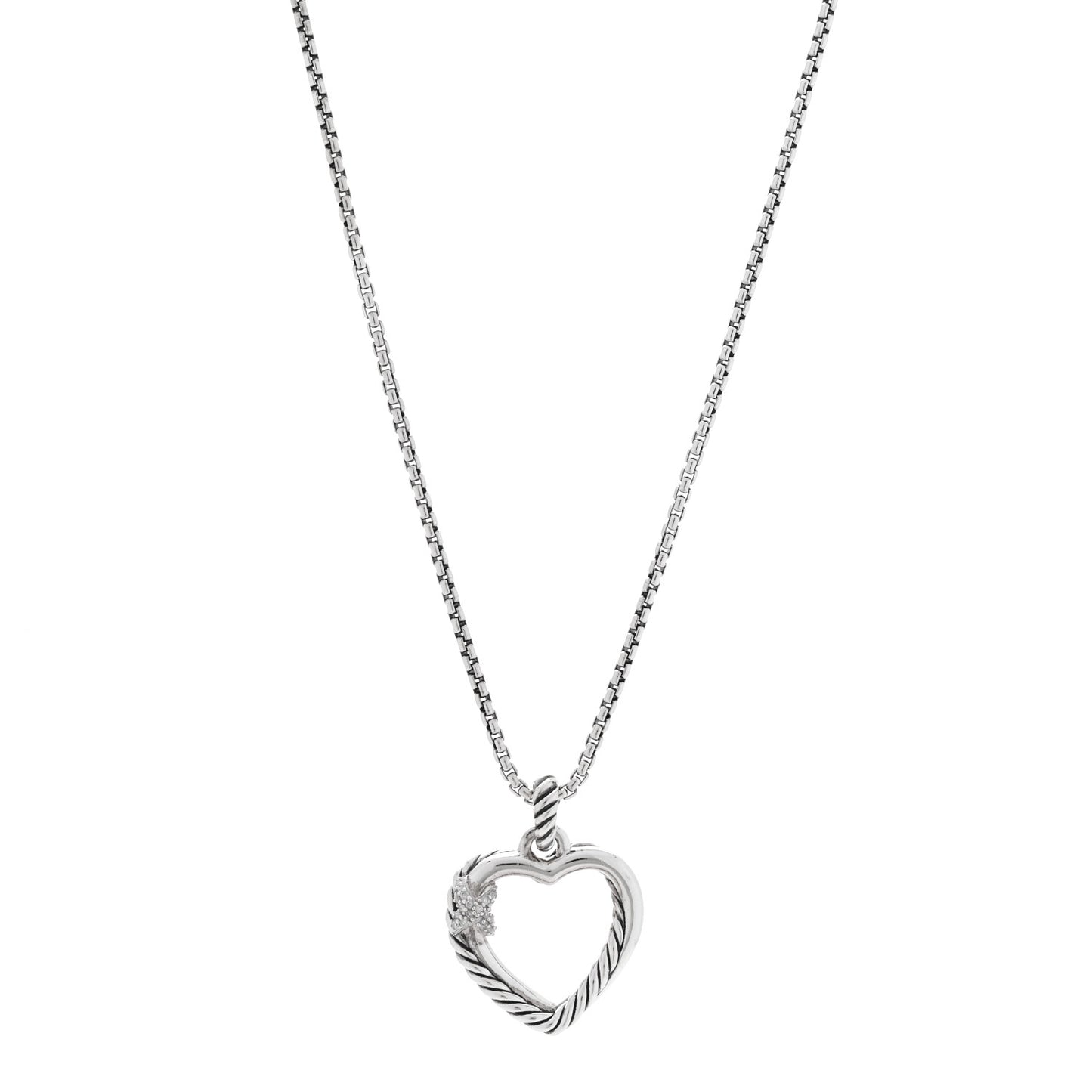 Sterling Silver Diamond Petite X Heart Necklace