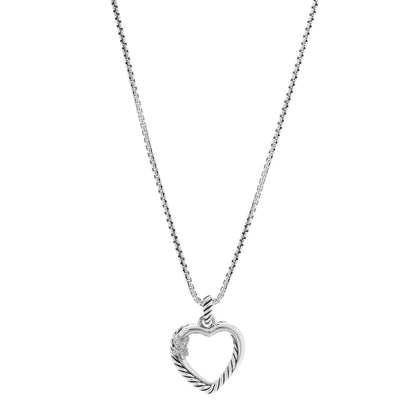 David Yurman Sterling Silver Diamond Petite X Heart Necklace 1 of 4
