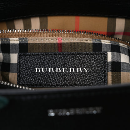 Burberry Derby Calfskin House Check Medium Banner Tote Black Sea Green 6 of 11