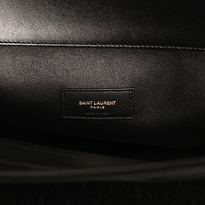 Saint Laurent Suede All-Over Monogram Convertible Tote Black 11 of 11