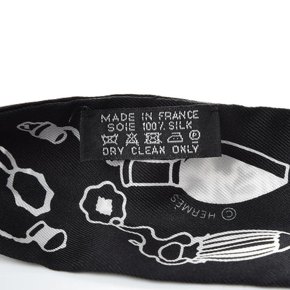 Hermes Silk Les Flacons Bandana Twilly Prune Black White 3 of 8