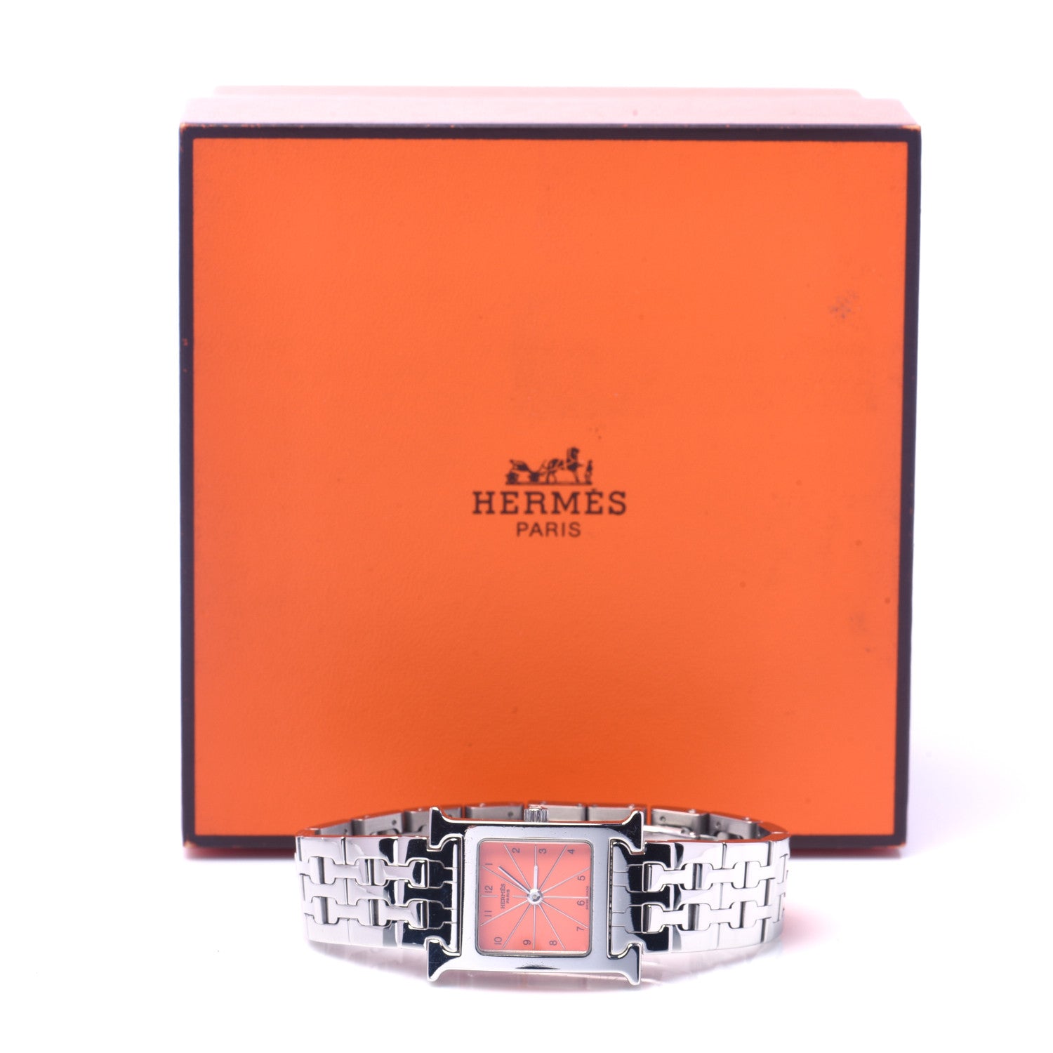 Hermes Stainless Steel 21mm Heure H Hour Quartz Watch Orange 6 of 6
