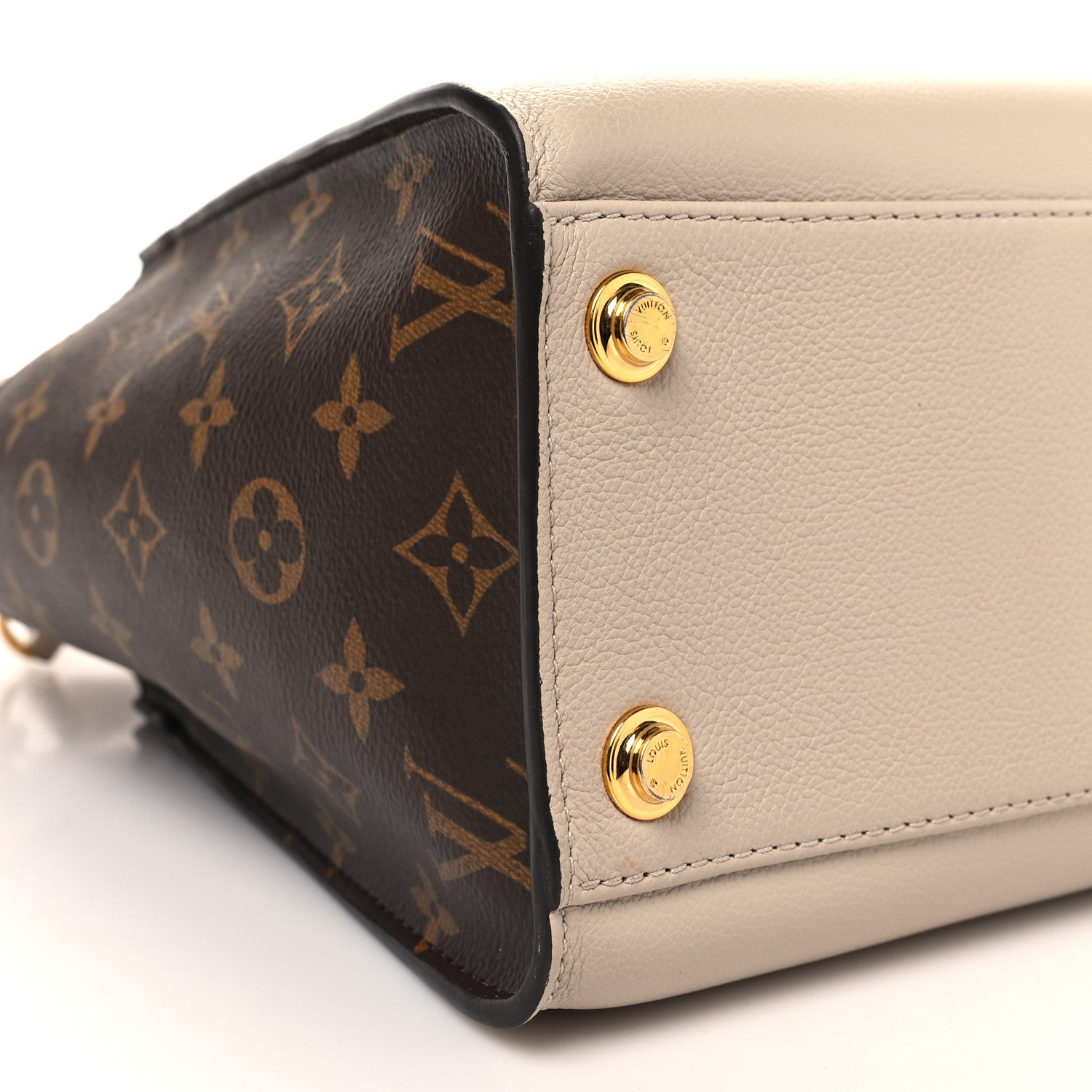 Louis Vuitton Calfskin Monogram On My Side MM Greige 8 of 11