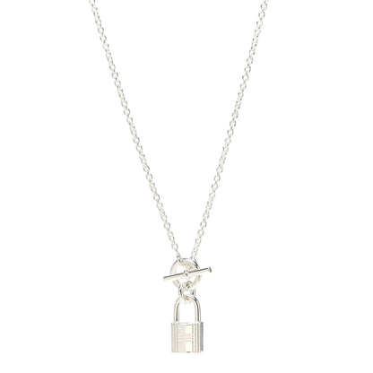 Hermes Sterling Silver Cadenas Kelly Lock Pendant Necklace 1 of 5