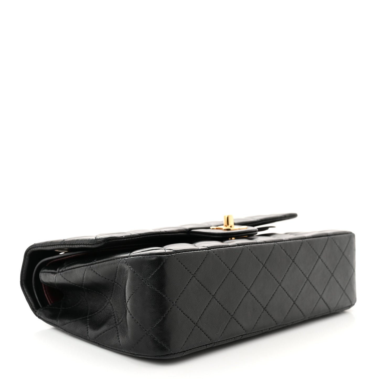 Lambskin Quilted Medium Double Flap Black