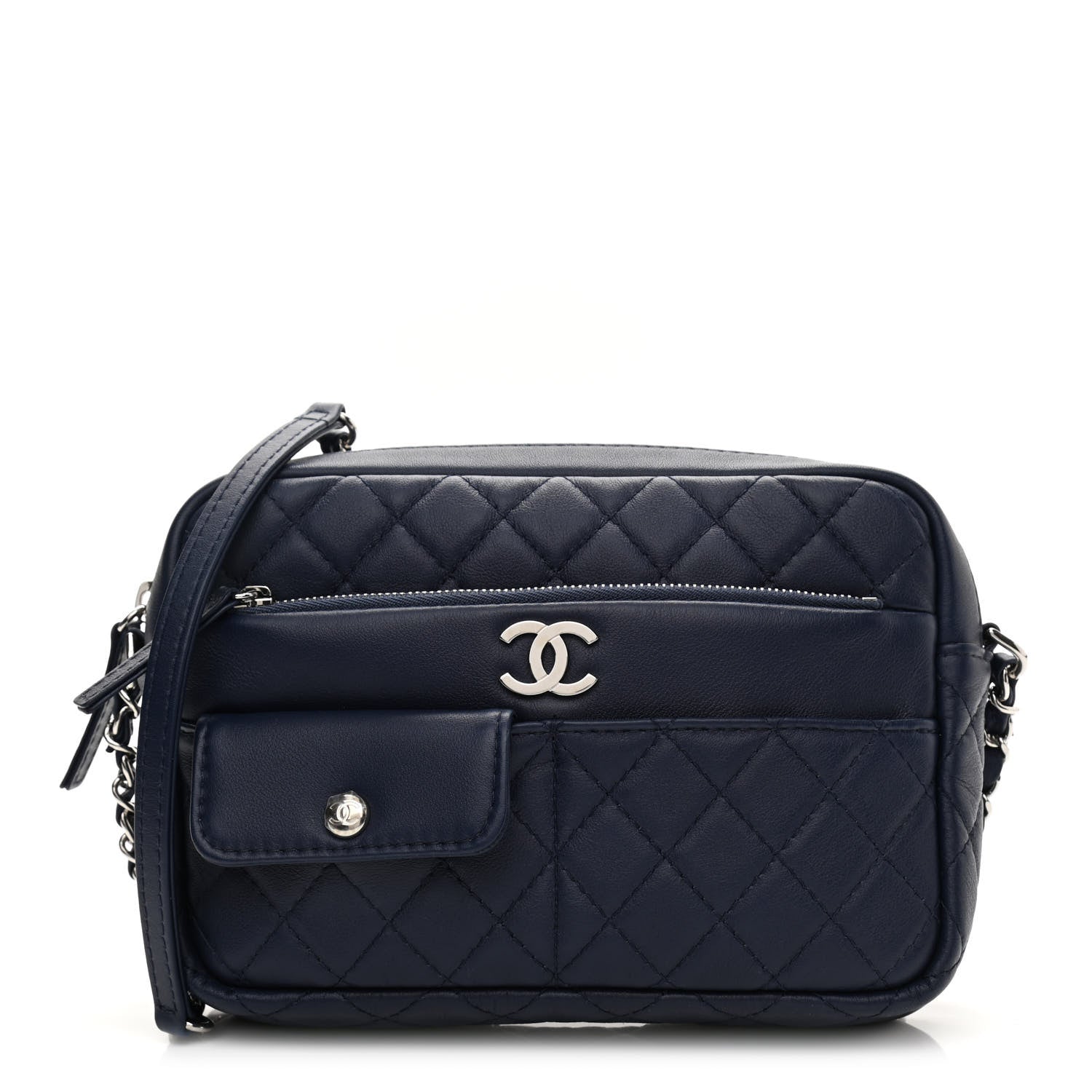 Chanel Calfskin Quilted Ultra Pocket Camera Case Navy 1 of 10