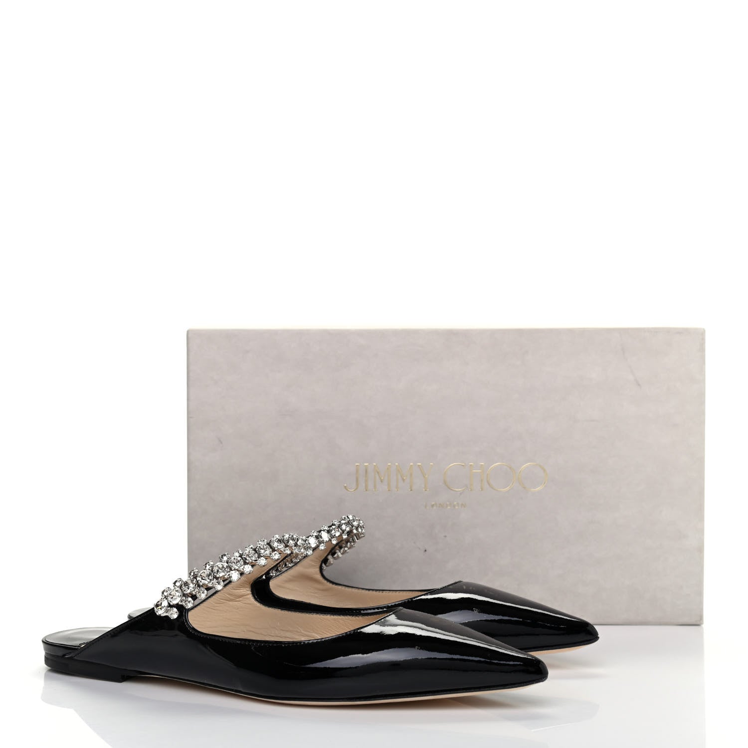 Jimmy Choo Patent Calfskin Bing Flats 38.5 Black 9 of 9