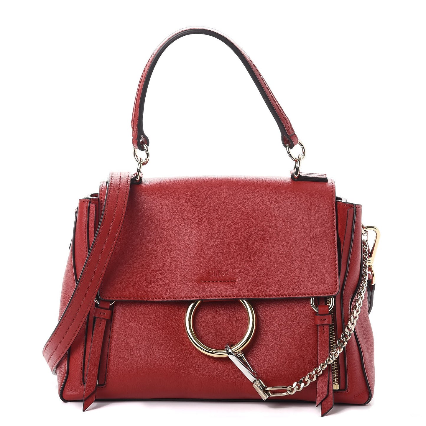 Calfskin Small Faye Day Shoulder Bag Dahlia Red