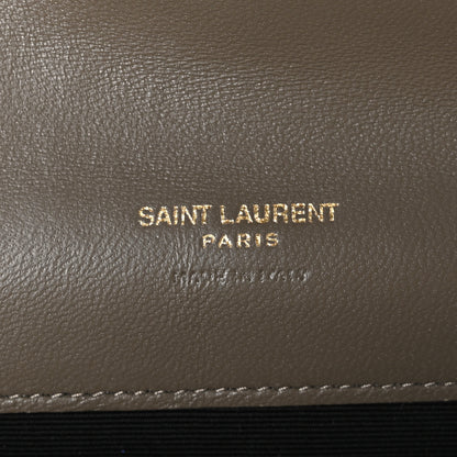 Saint Laurent Grain De Poudre Textured Mixed Matelasse Triquilt Monogram Clutch Piombo 6 of 10