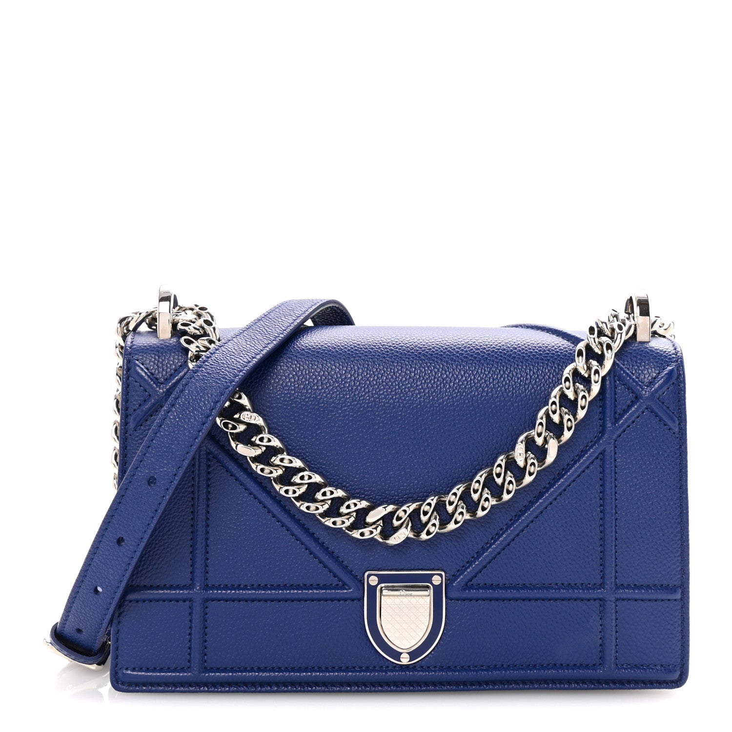 Christian Dior Grained Calfskin Medium Diorama Flap Bag Blue 1 of 9