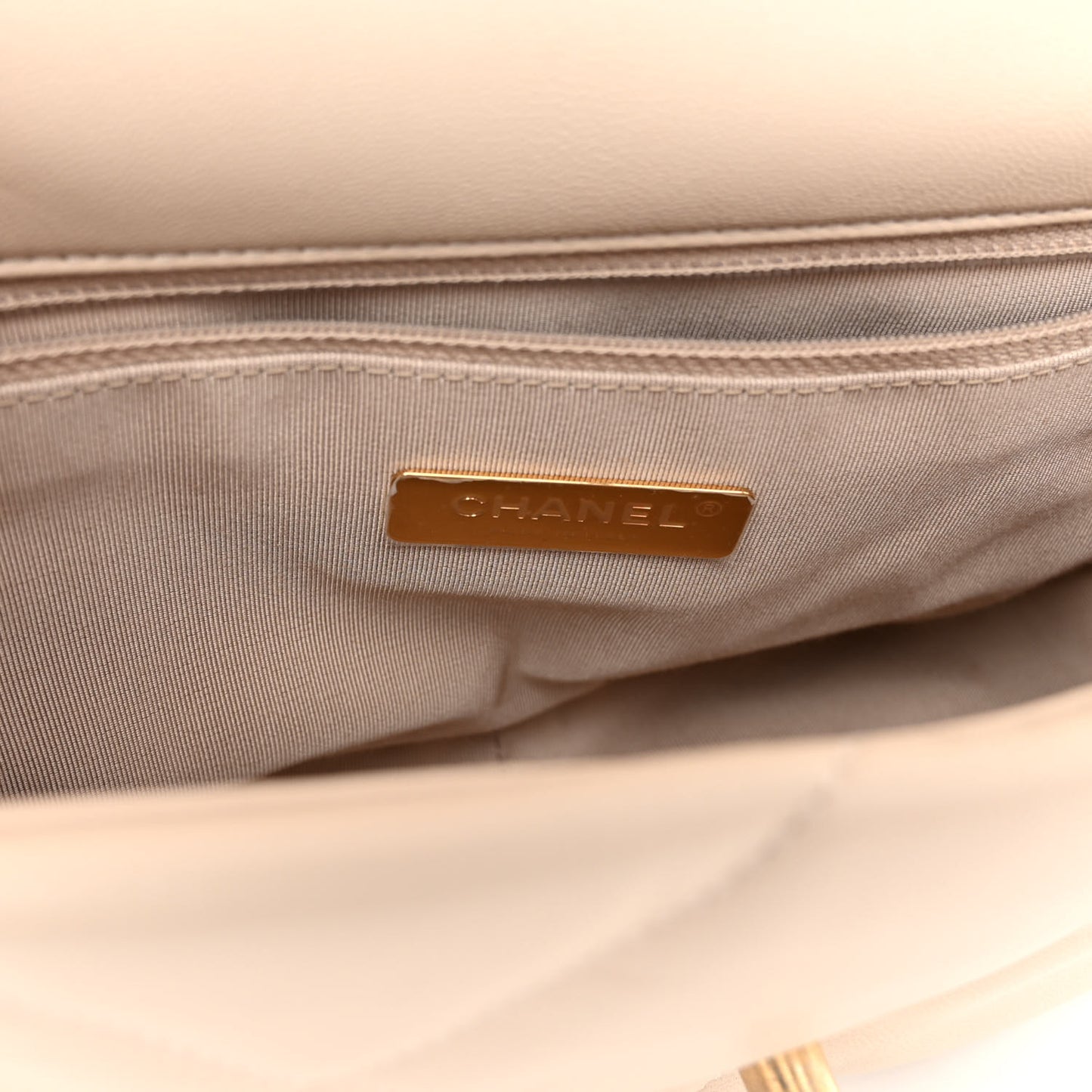 Goatskin Quilted Medium Chanel 19 Flap Beige