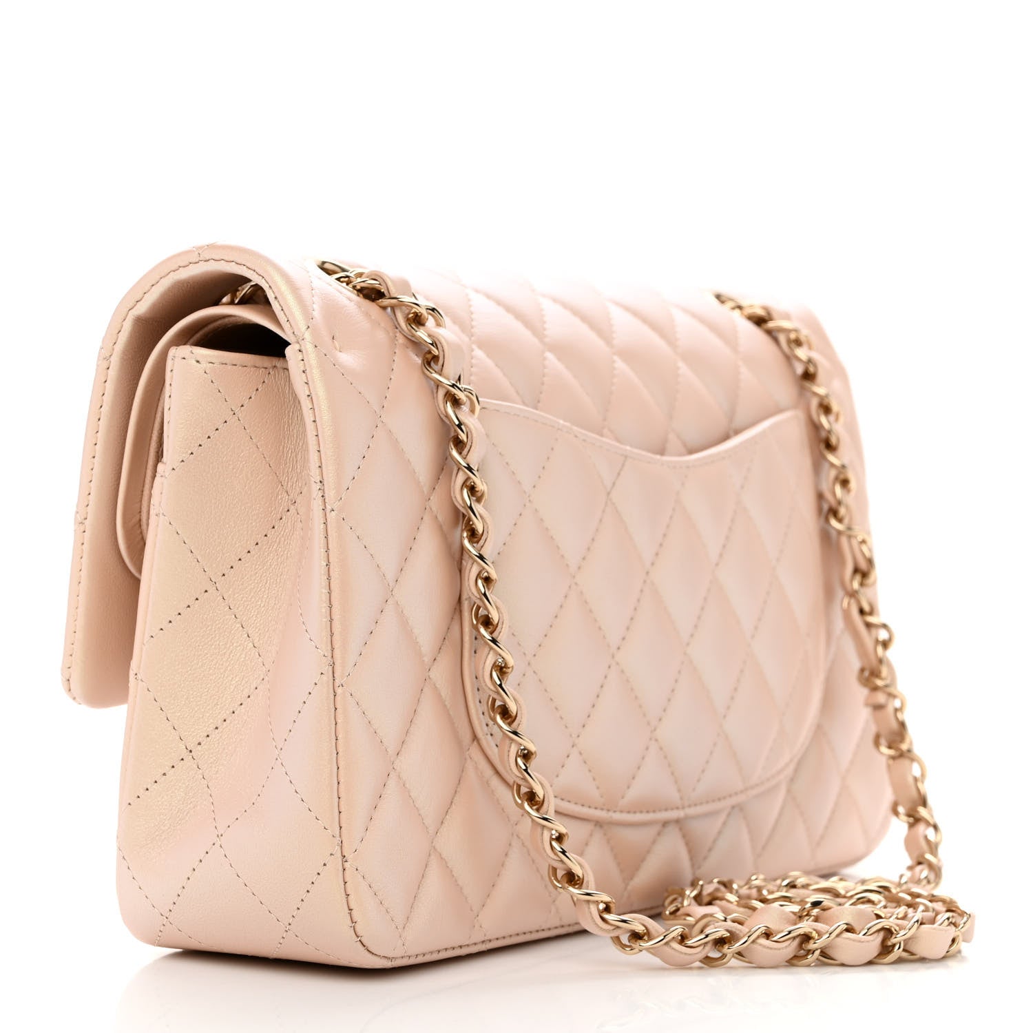 Chanel Iridescent Calfskin Quilted Medium Double Flap Beige 3 of 12