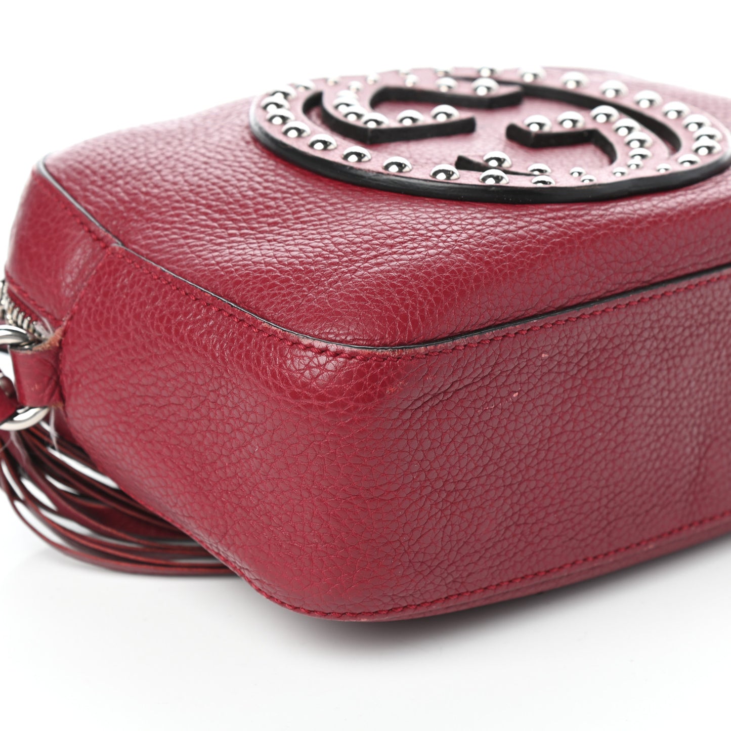 Pebbled Calfskin Studded Small Soho Disco Bag Soft Burgundy