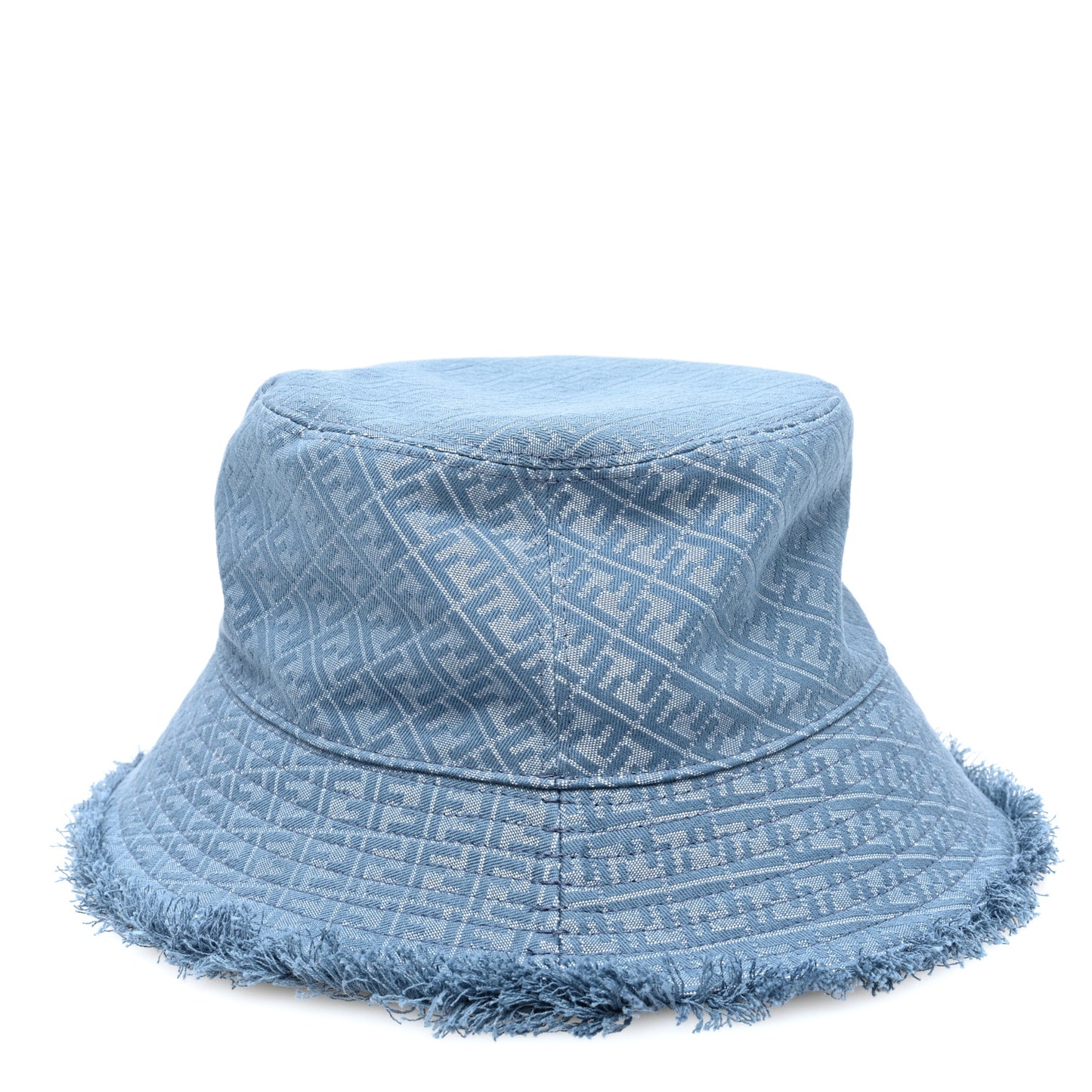 Denim Frayed FF Bucket Hat L Blue